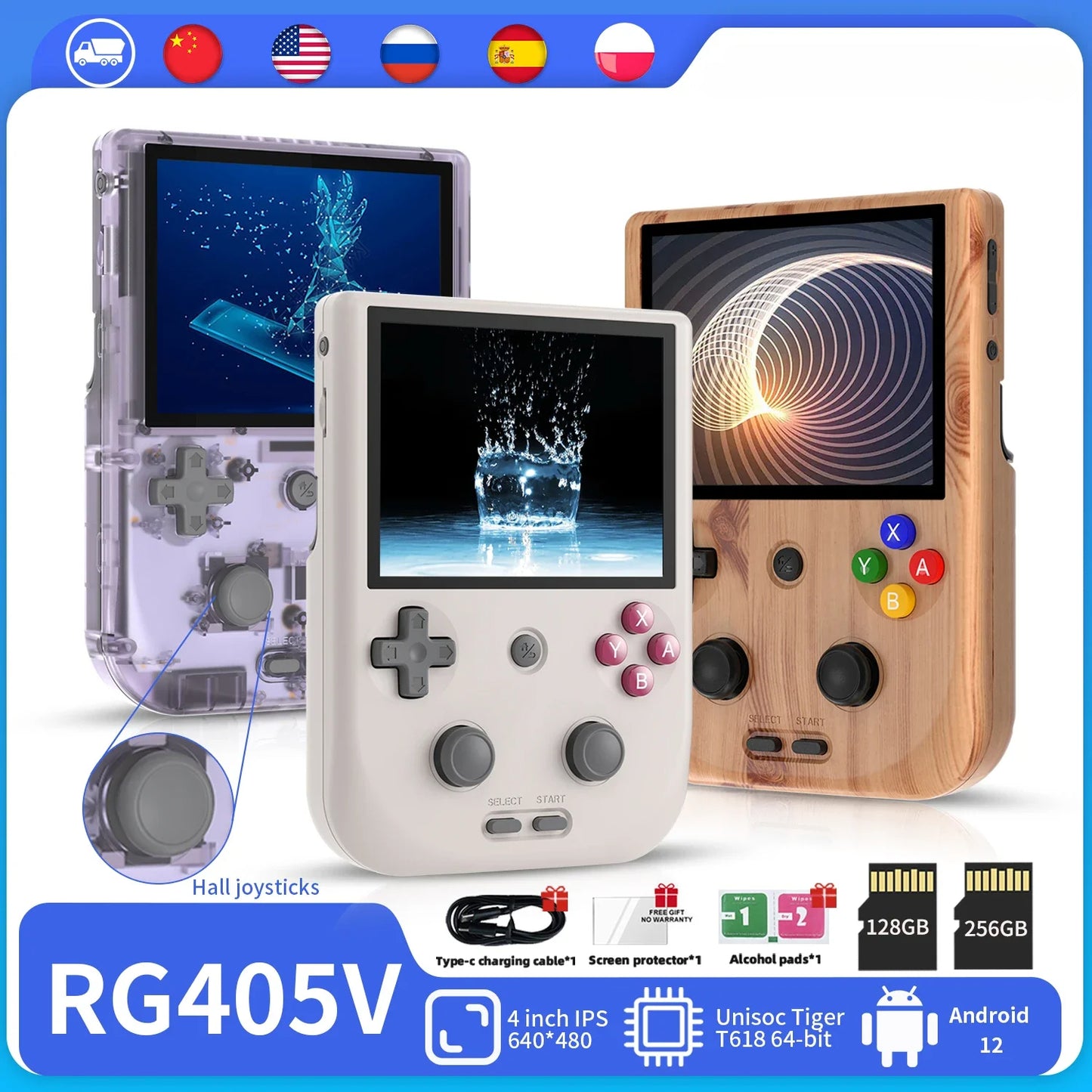 RG405V Video Handheld Game Console 4" IPS HD Touch Screen Android 12 System T618 64-bit Wifi Portable Retro Game Player