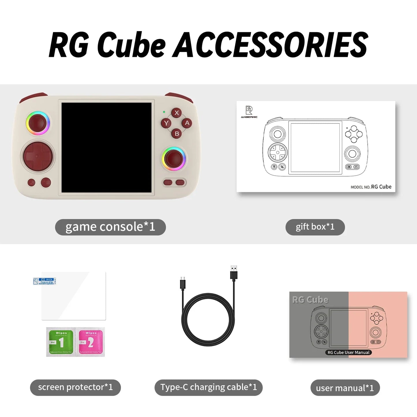 RG Cube Handheld Game Console 3.95'' IPS Touch Screen Android13 RGB Lighting Effect RGCUBE Streaming Retro Video Player