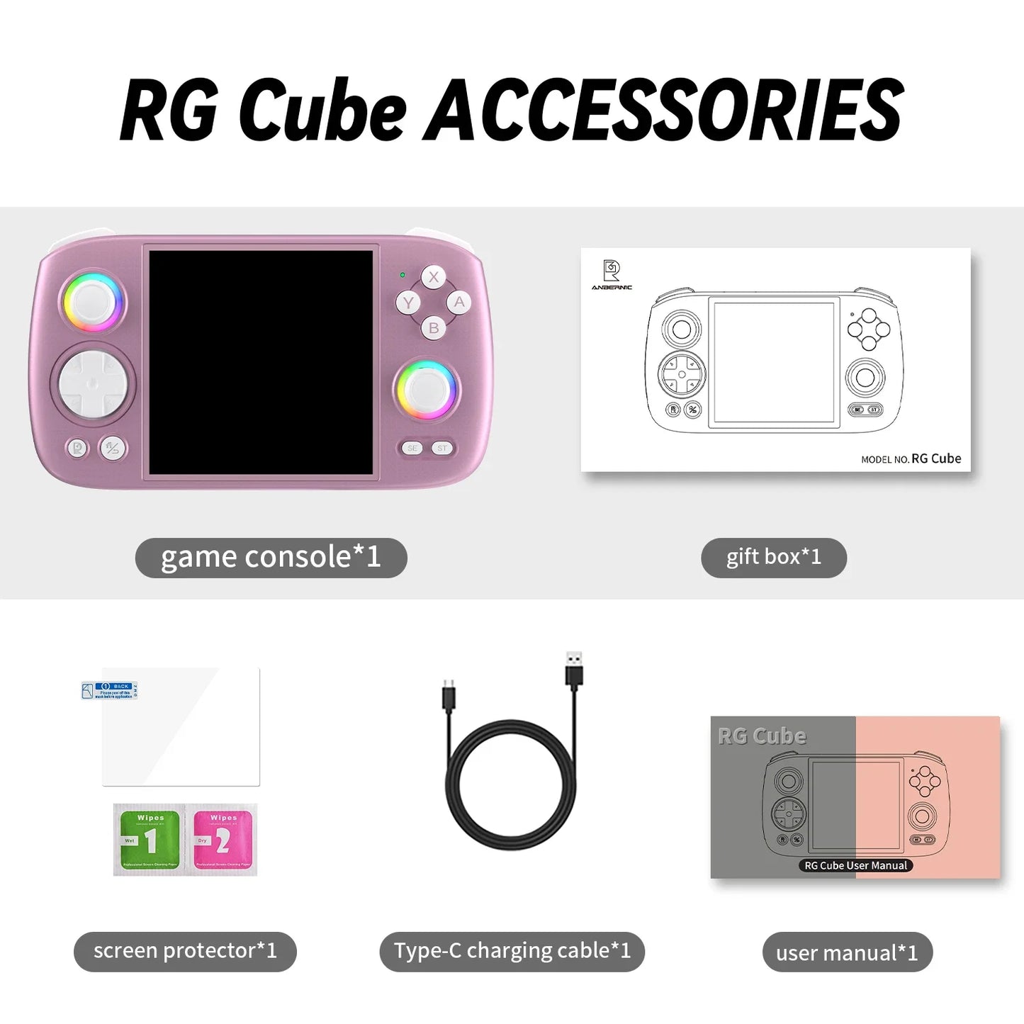 RG Cube Handheld Game Console 3.95'' IPS Touch Screen Android13 RGB Lighting Effect RGCUBE Streaming Retro Video Player