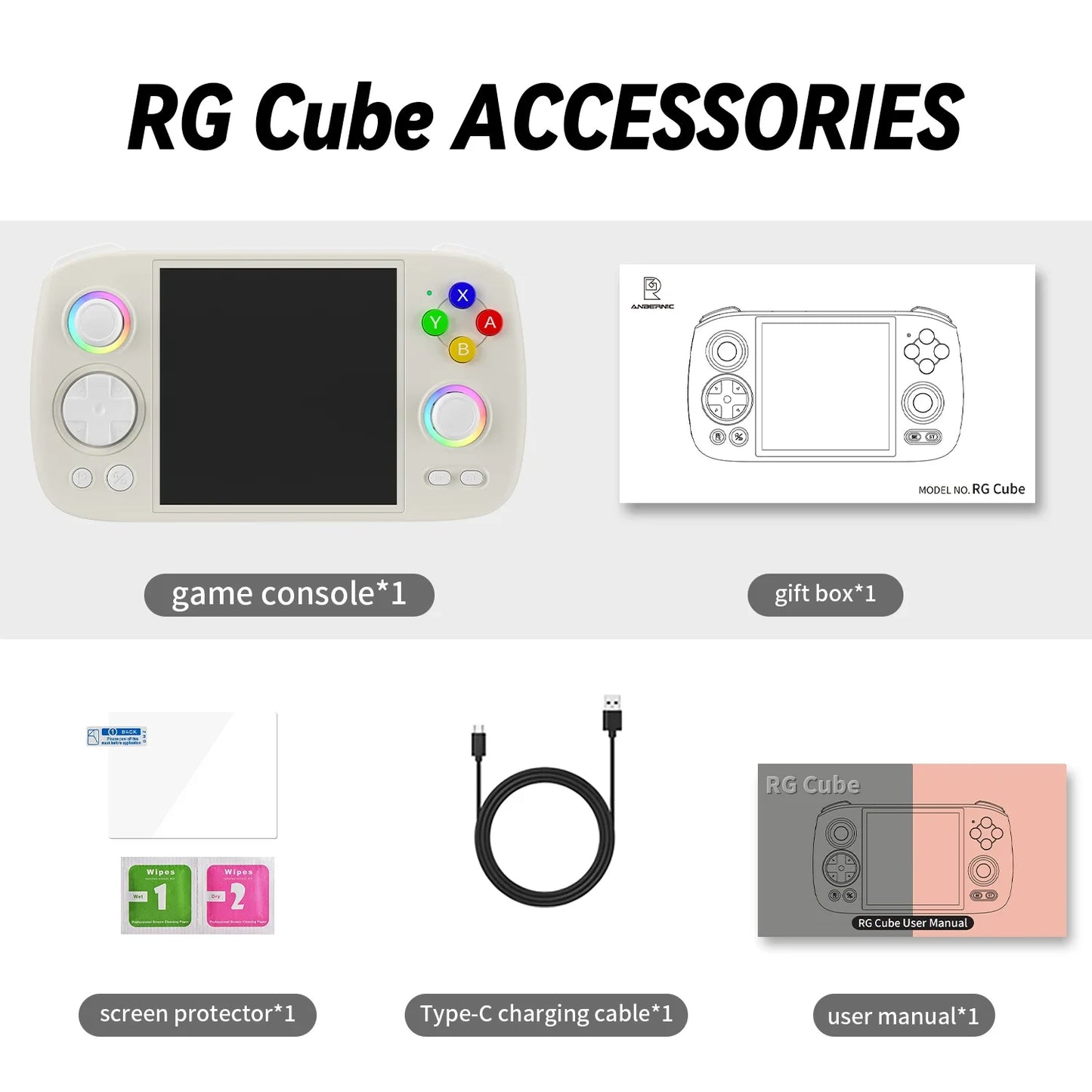 RG Cube Handheld Game Console 3.95'' IPS Touch Screen Android13 RGB Lighting Effect RGCUBE Streaming Retro Video Player