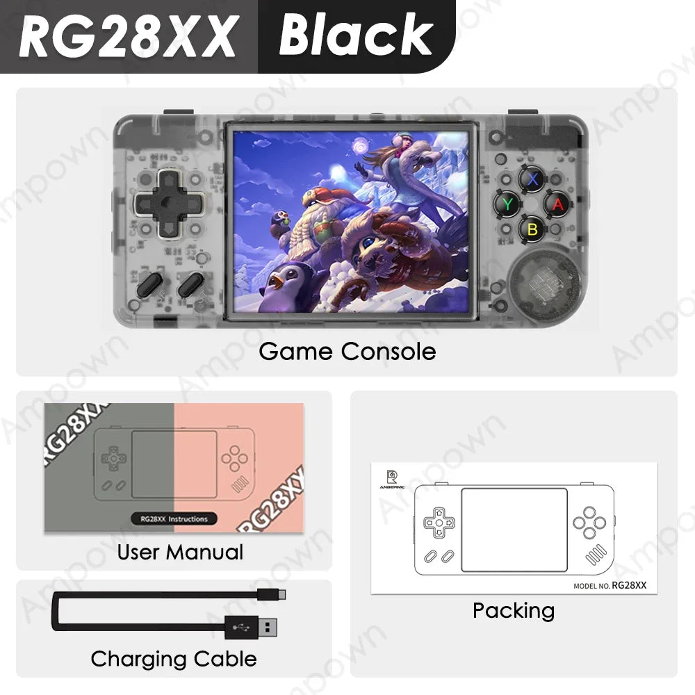 RG28XX Handheld Game Console 2.83'' IPS Screen HDMI Output Portable Video Player Ebook Reader Game Player Gift Mini A30