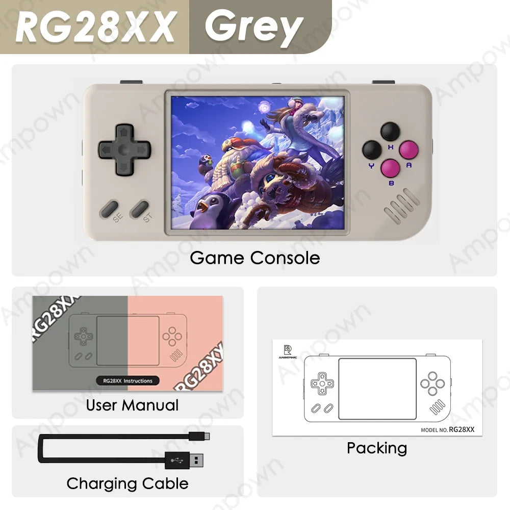 RG28XX Handheld Game Console 2.83'' IPS Screen HDMI Output Portable Video Player Ebook Reader Game Player Gift Mini A30