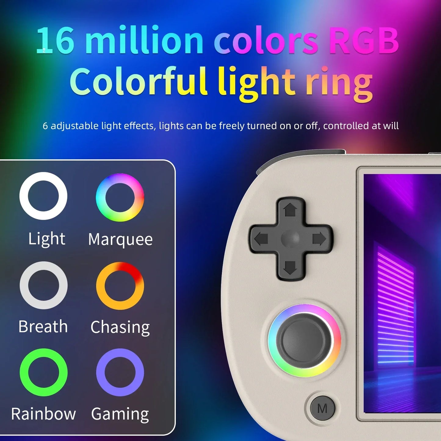 RG40XX H Handheld Game Console 4'' Screen Linux System Joystick RGB Lighting Effect RG40XXH Video Player Smartpro Gifts