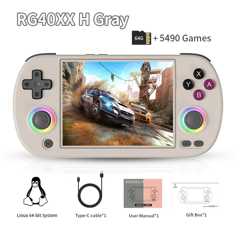 RG40XX H Handheld Game Console Linux 64-bit System 4.0 inch IPS 3200mAh Retro Video Gaming Console 64G 5000+ Games Gift