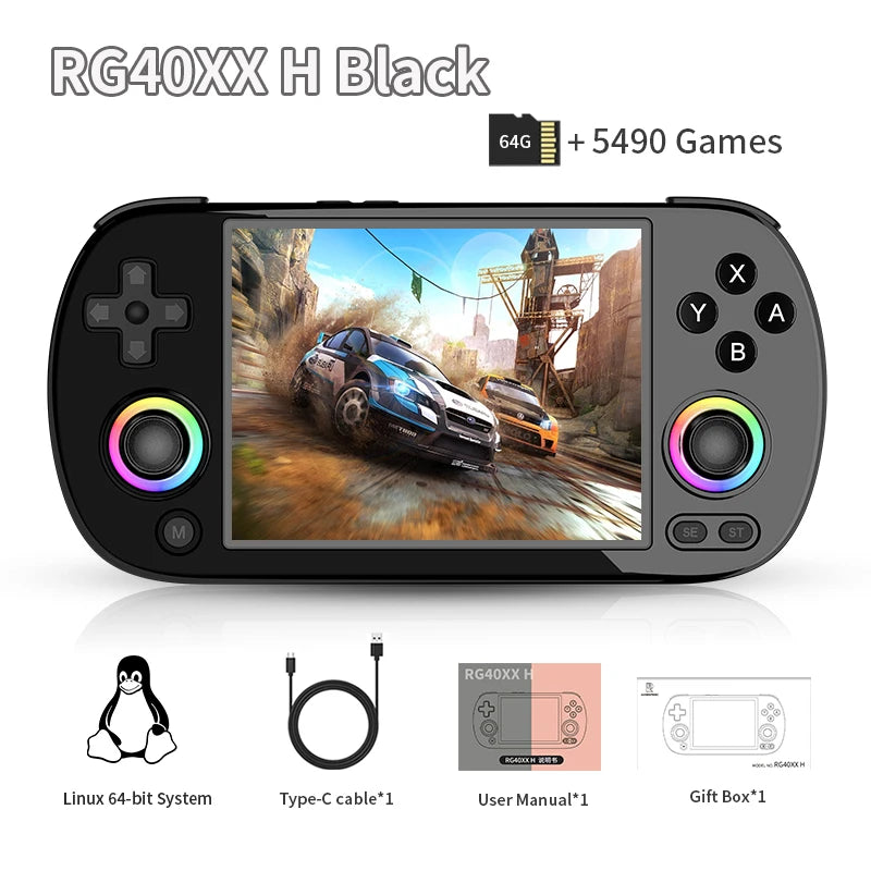 RG40XX H Handheld Game Console Linux 64-bit System 4.0 inch IPS 3200mAh Retro Video Gaming Console 64G 5000+ Games Gift