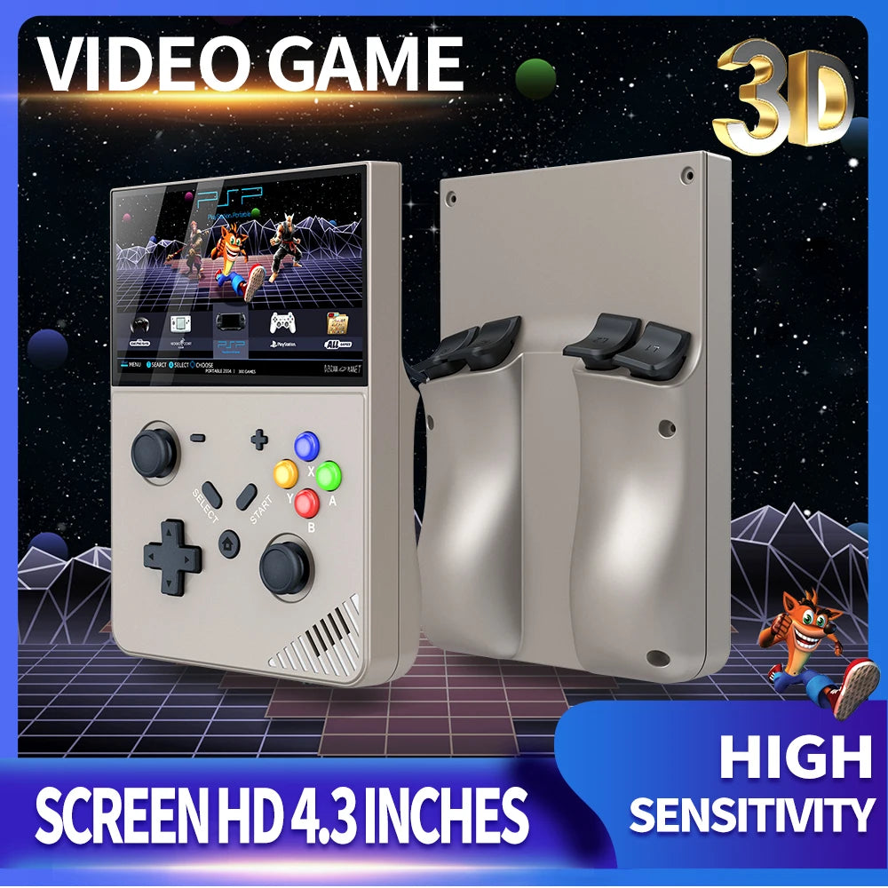 R43 Pro 4.3 inches HD Screen LINUX Cortex-A17 Retro Handheld Video Game Console Open Source Linux System For Travel Kids Gift