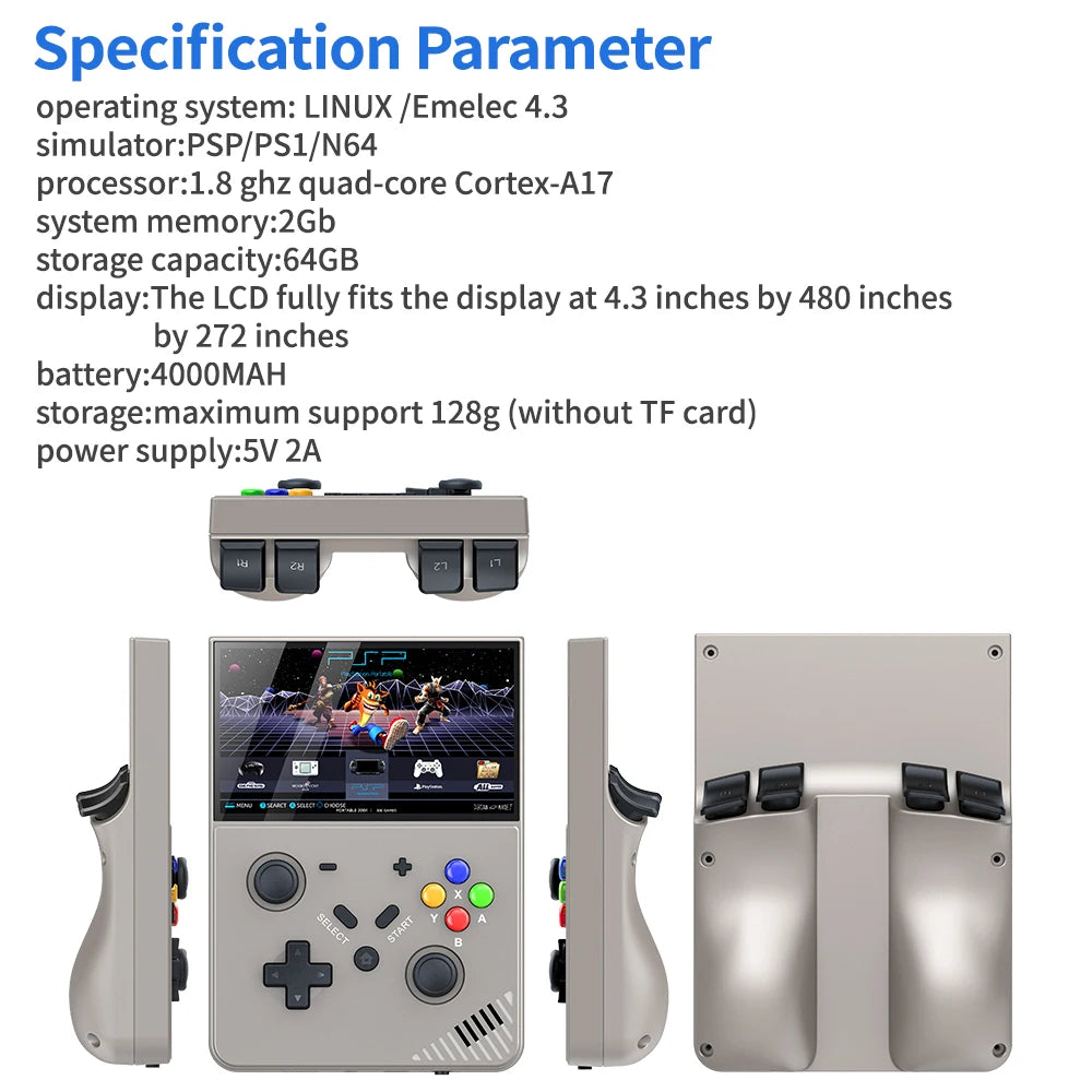 R43 Pro 4.3 inches HD Screen LINUX Cortex-A17 Retro Handheld Video Game Console Open Source Linux System For Travel Kids Gift
